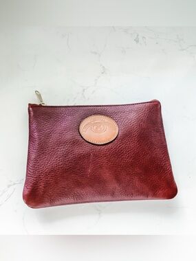 Ghurka Original Collection Vintage Burgundy Leather Zip Pouch
